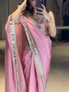 Kt 3012 Sapce Silk Fancy Mirror Lace Border Saree